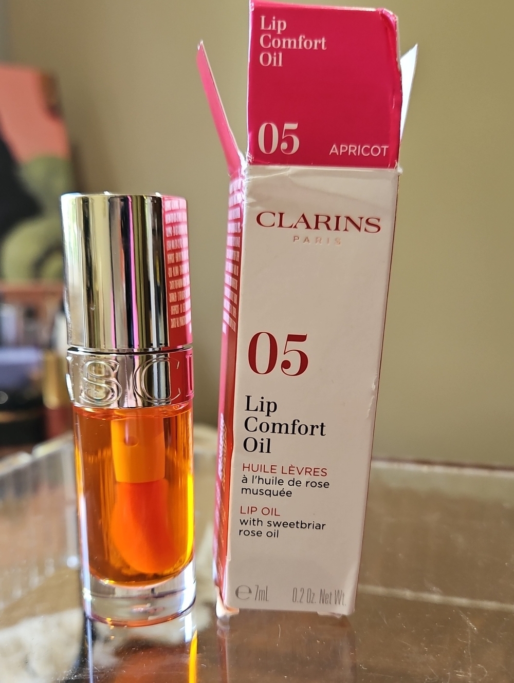 Clarins Lip Comfort Oil 05 Apricot - Orange Gloss with Silver Cap